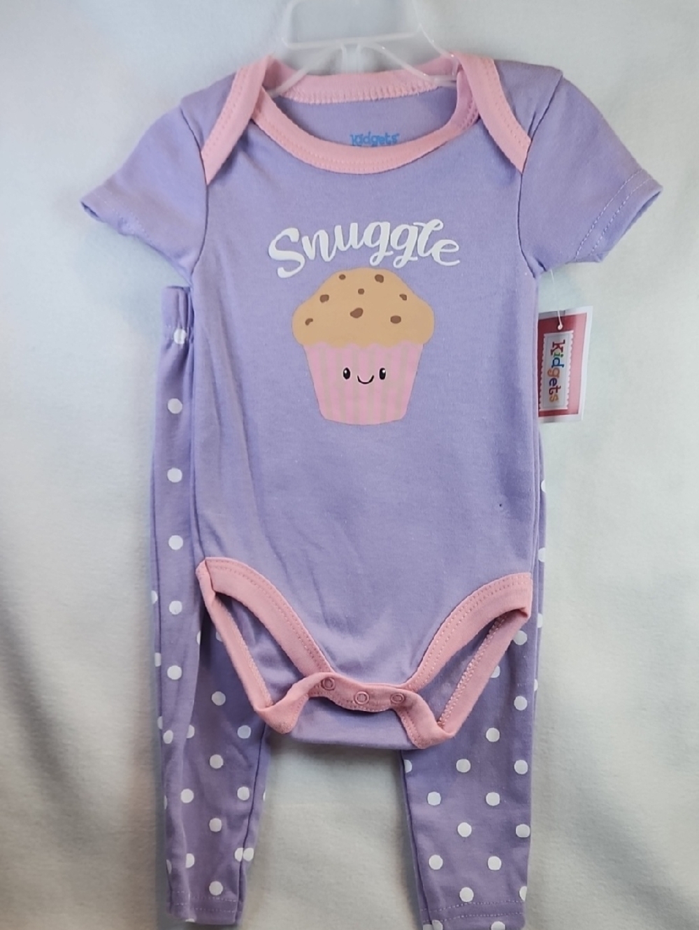 Kidgets 2pc. Lavender and Pink 'Snuggle' Cupcake One-Piece Bodysuit